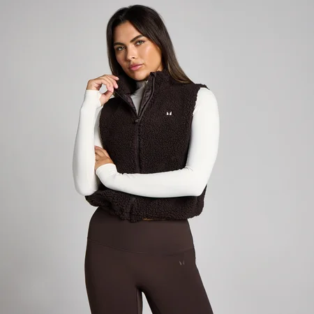 MP Women's Borg Cropped Gilet - Cocoa