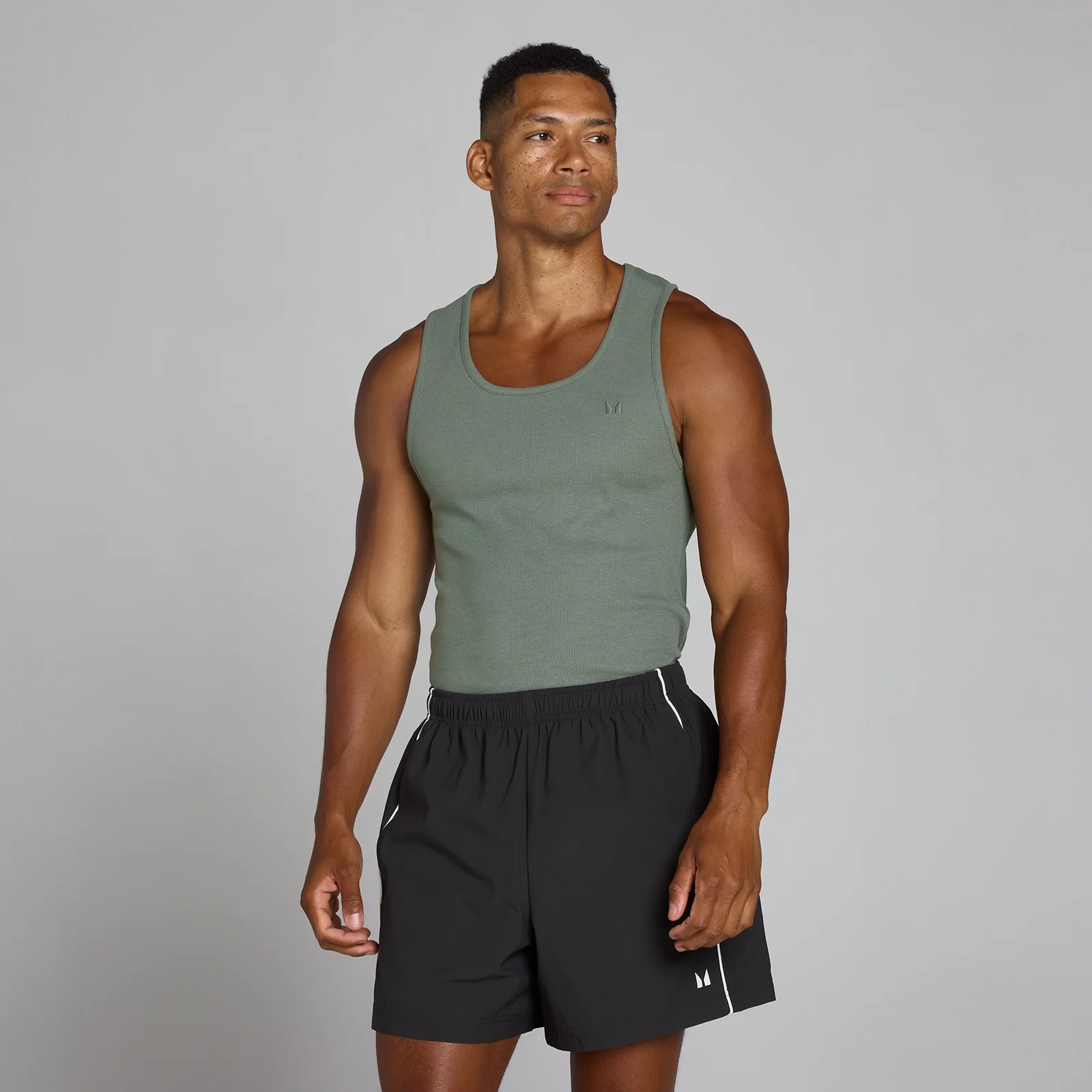 MP Men's Lift Ribbed Muscle Fit Tank - Gunmetal - M Image 1