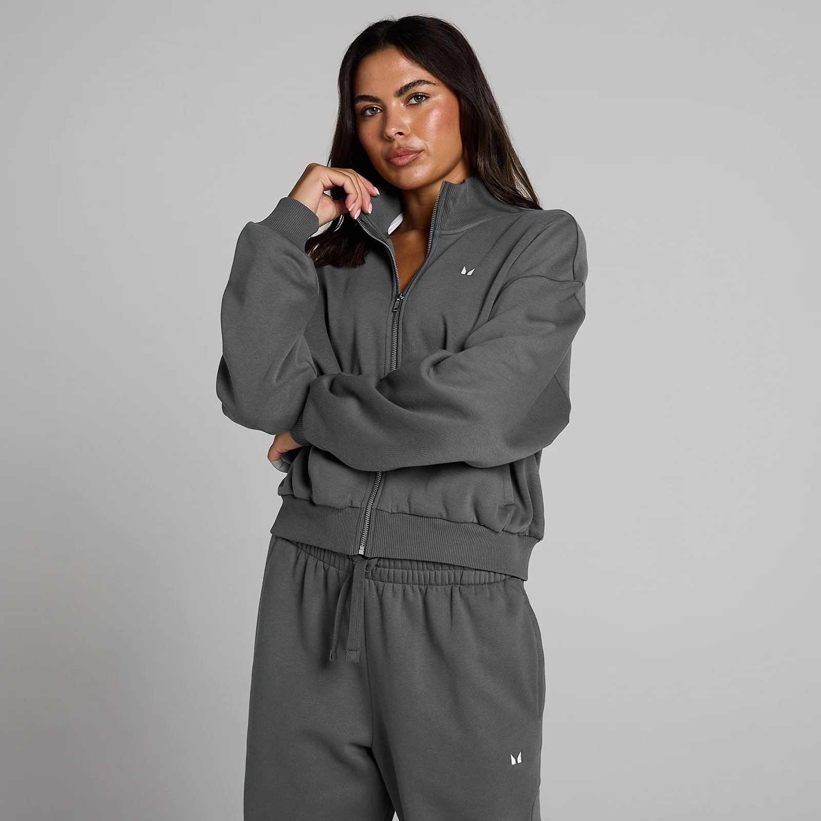 MP Women's Basics Zip Through Bomber Jacket - Dark Grey - S Image 1