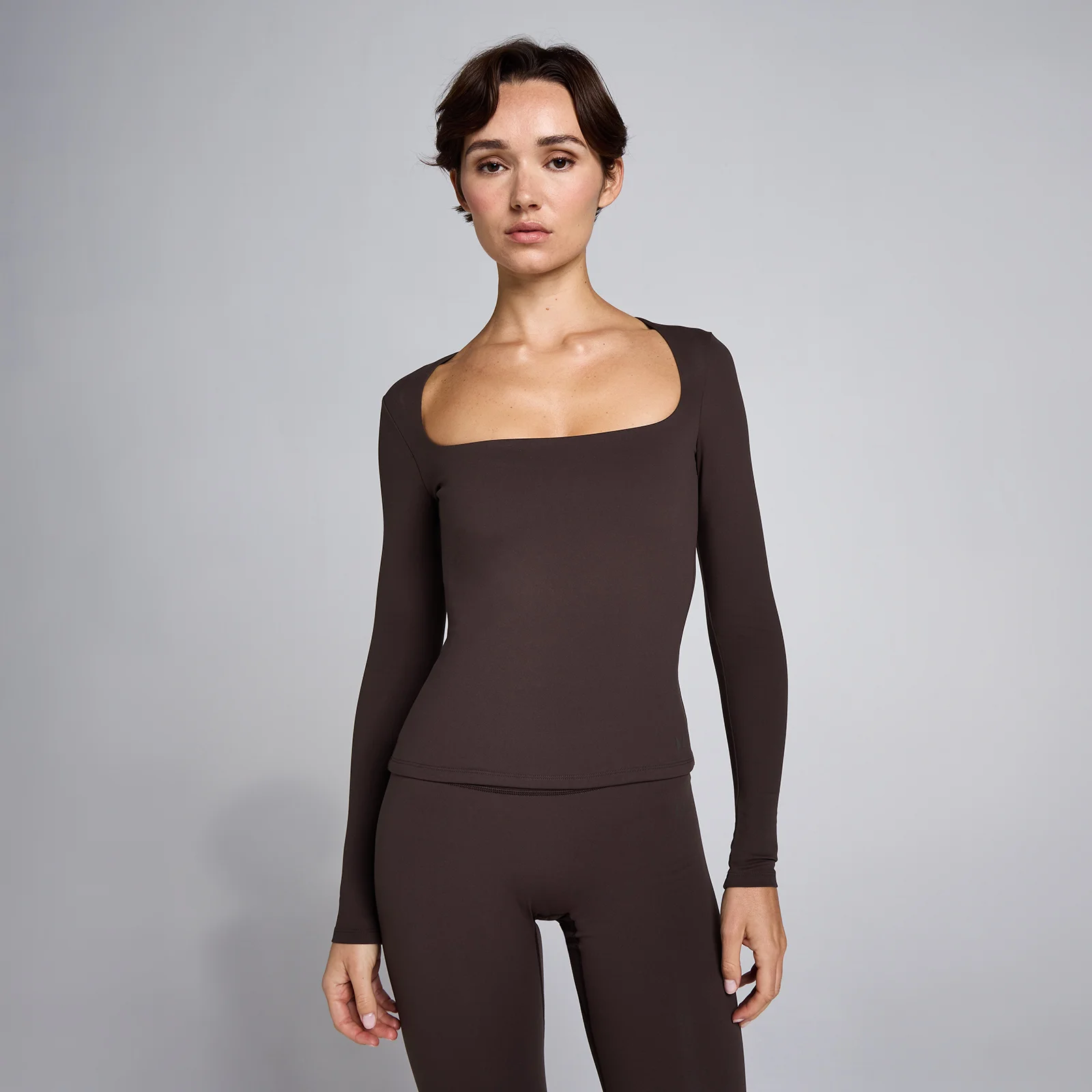MP Women's SculptForm Square Neck Long Sleeve Top - Cocoa - S Image 1