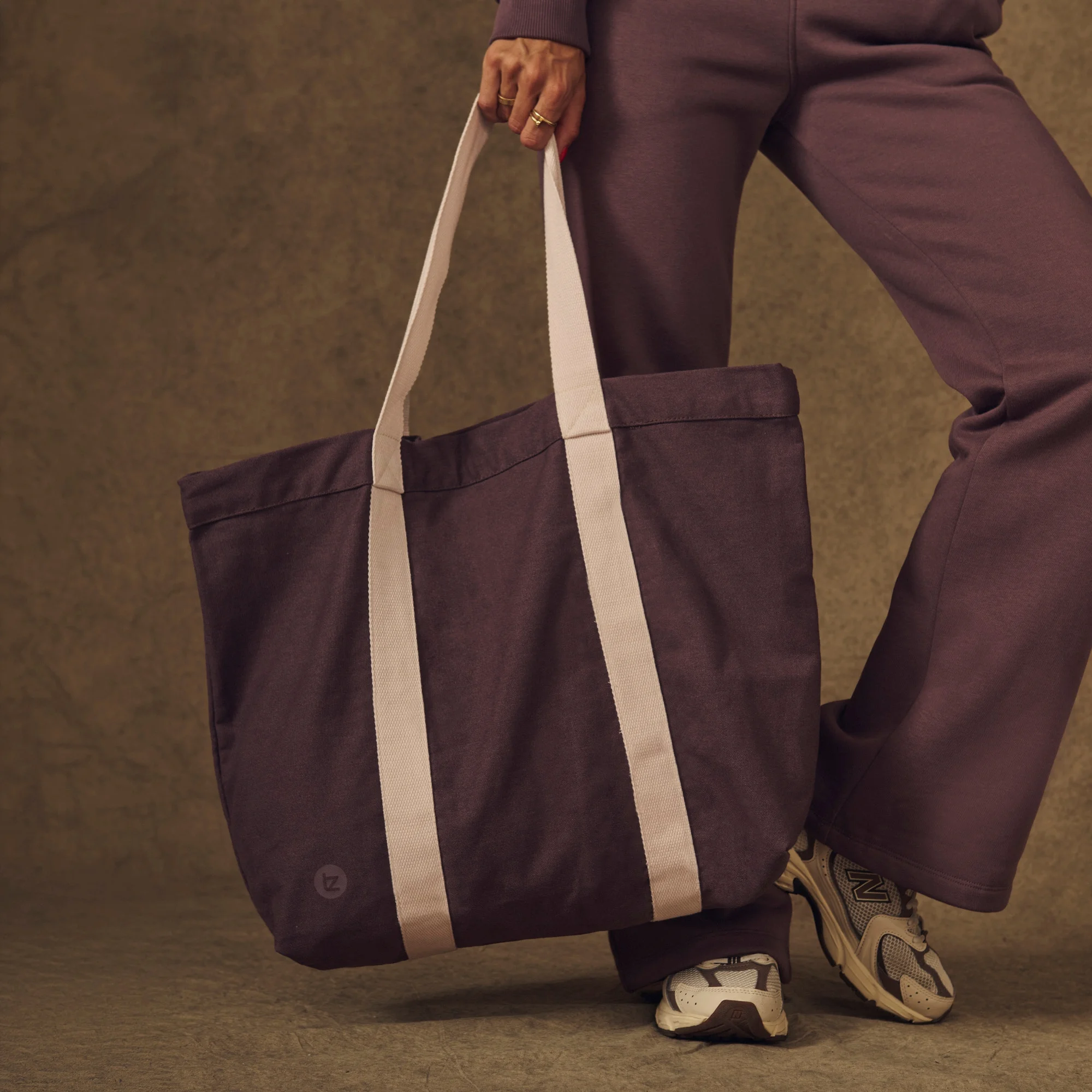 MP X Tatiana Two Tone Cotton Tote Bag - Mocha/Natural Image 1
