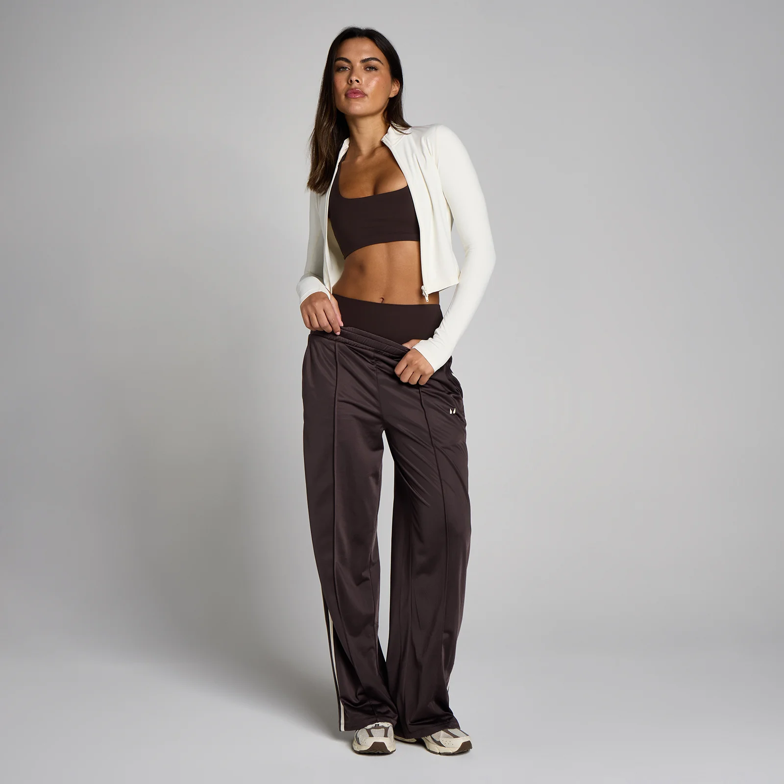 MP Women's Tricot Track Straight Leg Joggers - Cocoa/Vanilla - XS Image 3