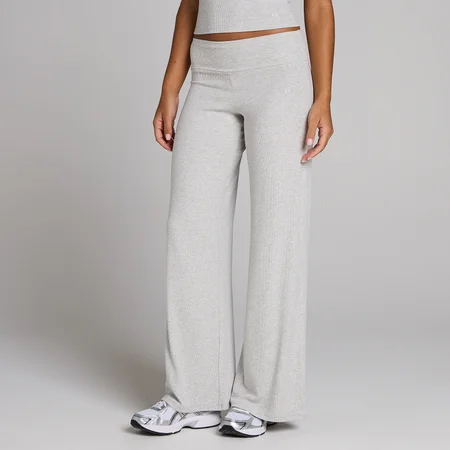 MP Women's Ribbed Wide Leg Leggings - Grey Marl