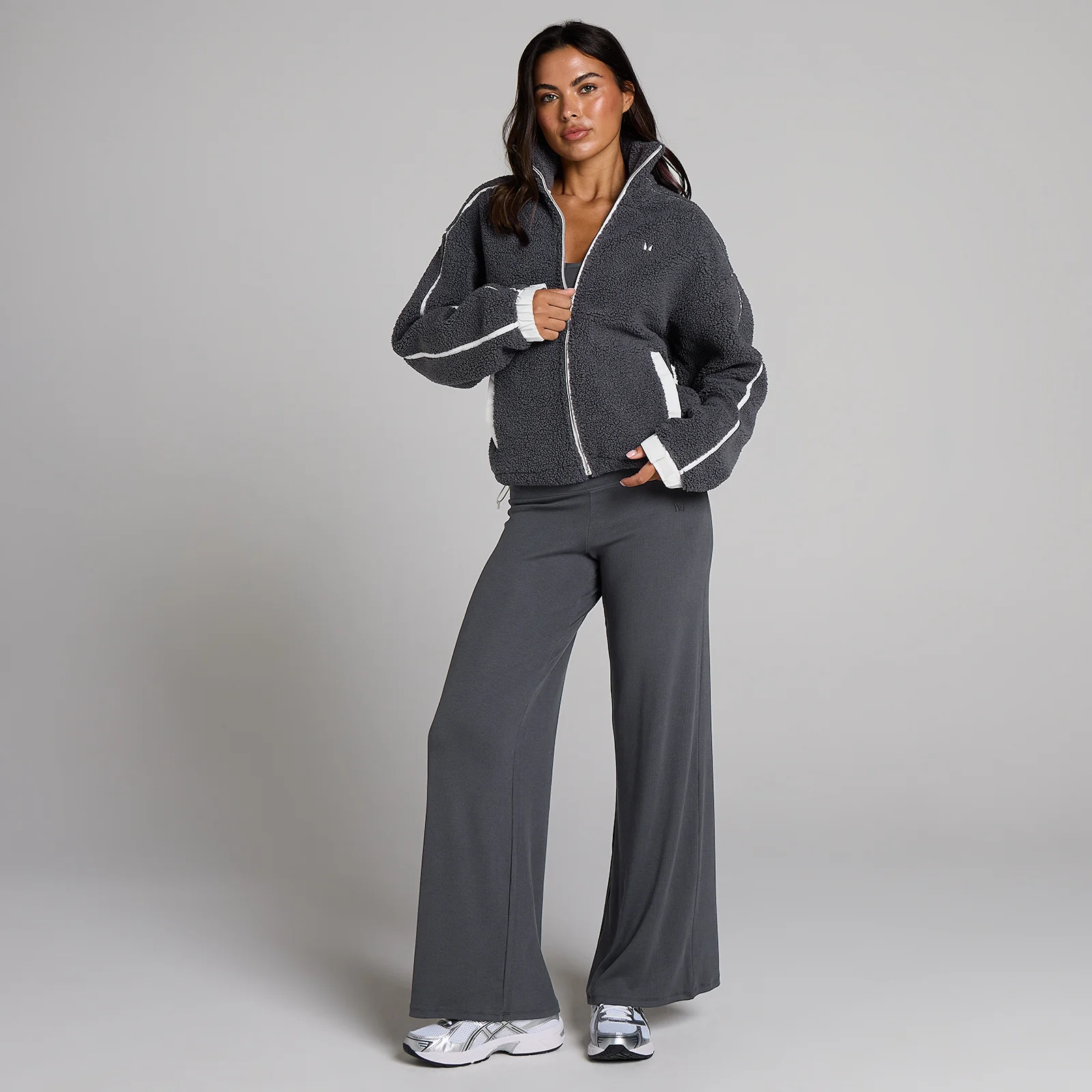 MP Women's Fleece Binding Zip Through Jacket - Robust Grey - XS Image 3