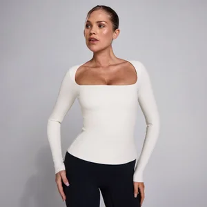 MP Women's SculptForm Square Neck Long Sleeve Top - Pearl - Size S