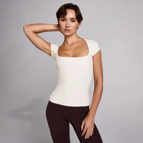MP Women's SculptForm Square Neck Short Sleeve Top - Pearl