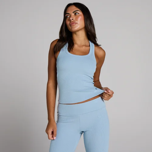 MP Women's Ribbed Tank Top With Built in Bra - Denim Blue