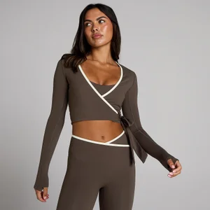 MP Women's Tempo Contrast Wrap Top - Chocolate - Size M