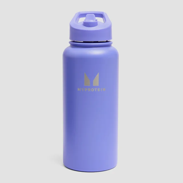 Myprotein Recycled Metal Flip Straw Bottle 1L - Power Indigo