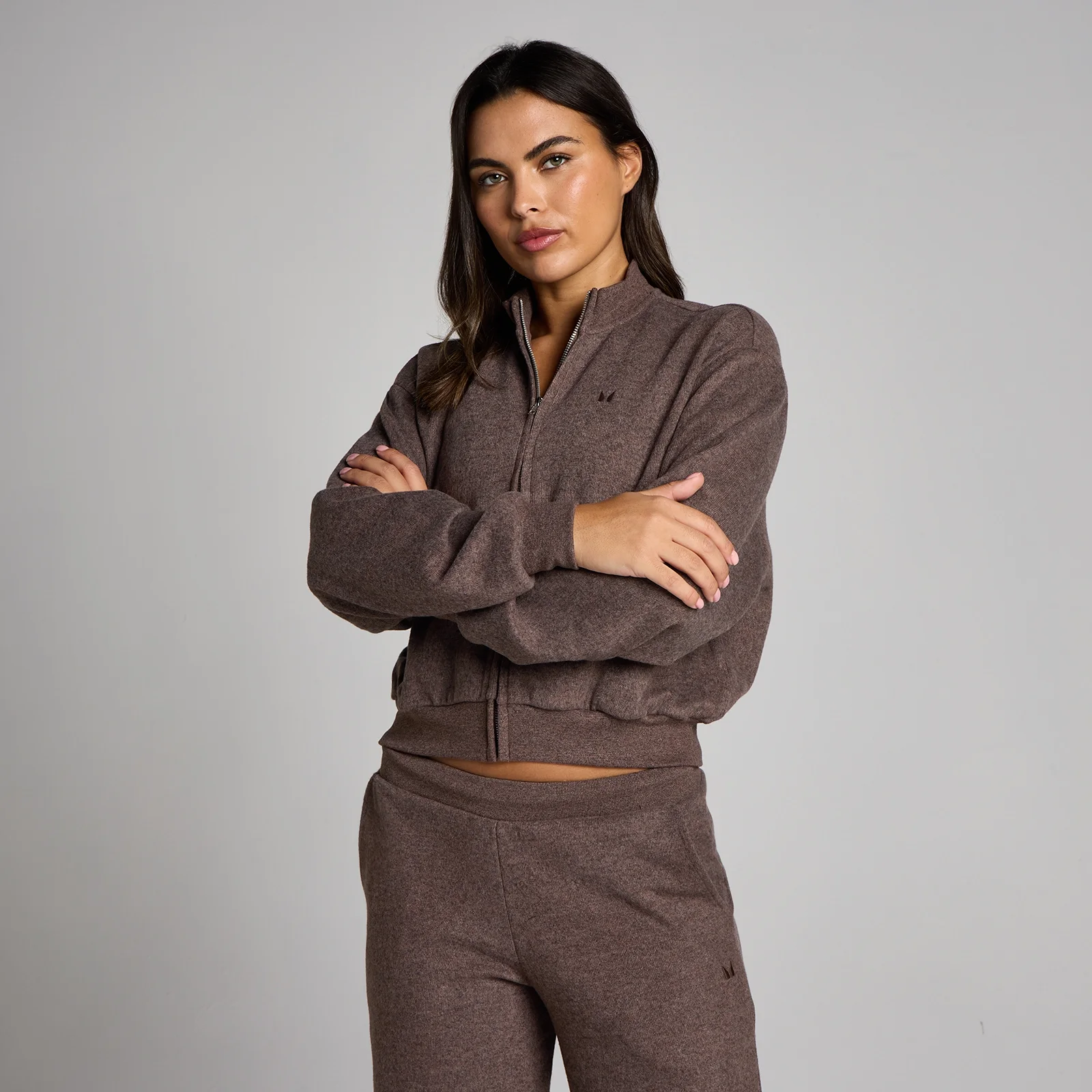 MP Women's Soft Touch Zip Through Bomber Jacket - Cocoa Marl - XS Image 1