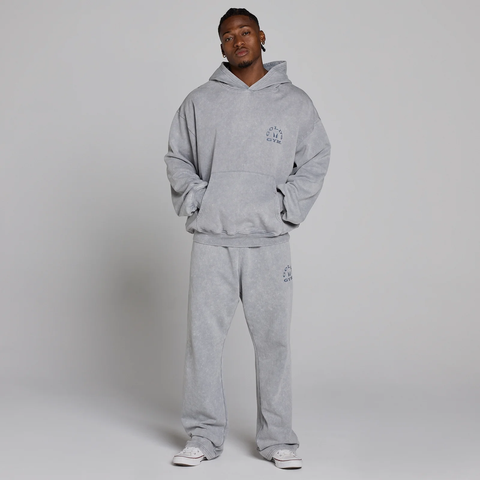 MP X Gold's Men's Washed Graphic Oversized Hoodie - Steel Blue - L Image 5